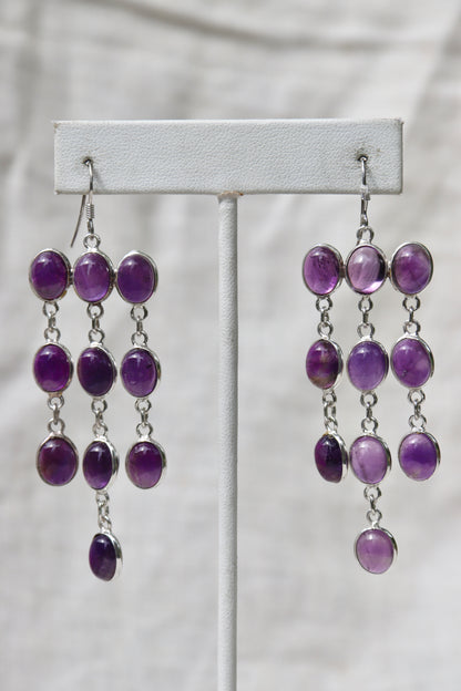 Sterling Silver Amethyst Chandelier Drop Earrings