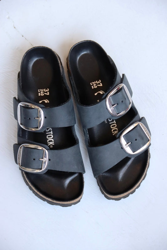 Birkenstocks Silver Buckle Slides