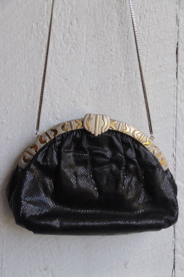 Finesse La Model black snakeskin leather bag