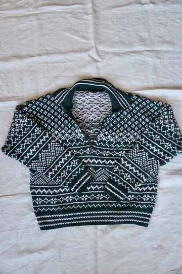 Green Cotton Knit Sweater - as is