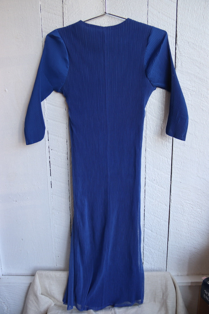 Blue Pleated Dress