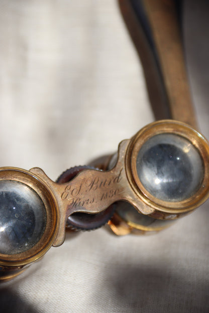 Antique Alabaster Inlay Opera Glasses