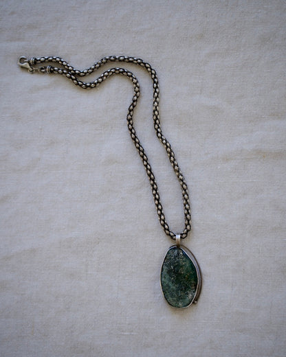 Sterling Silver Necklace with Roman Glass Pendant
