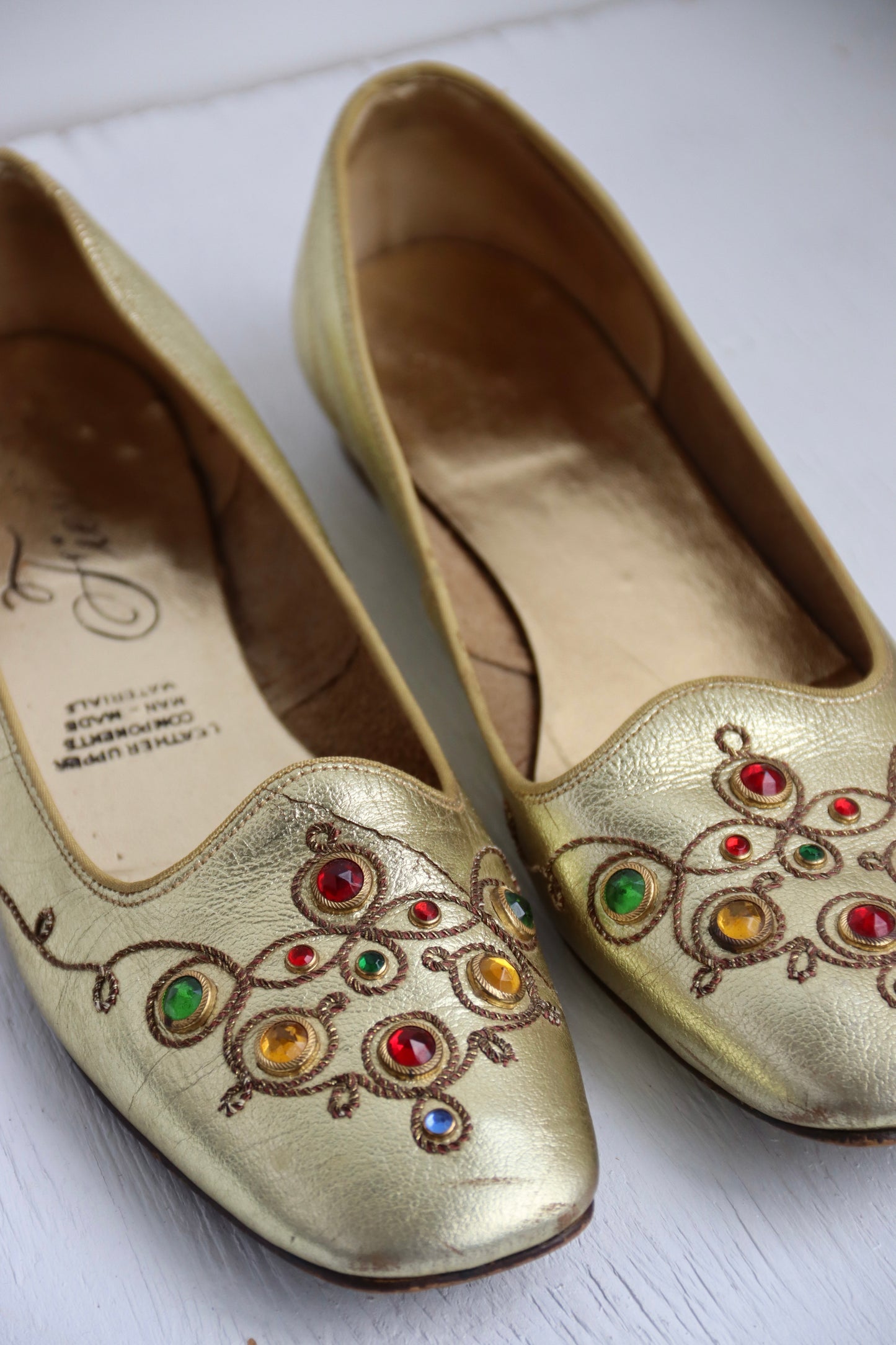 Vintage Gold Bejeweled Shoes