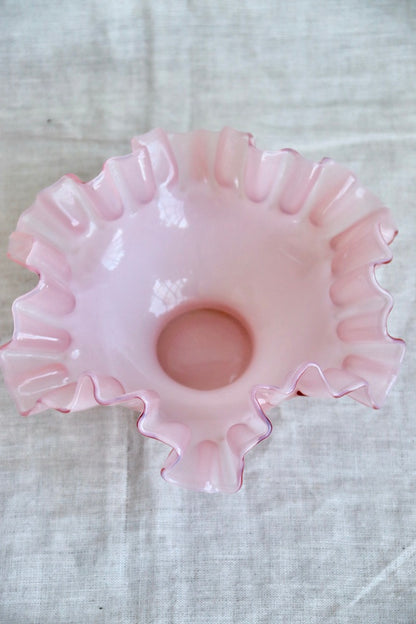 Large Pink Ruffle Edge Bowl