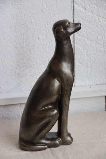 Resin Seated Dog Sculpture