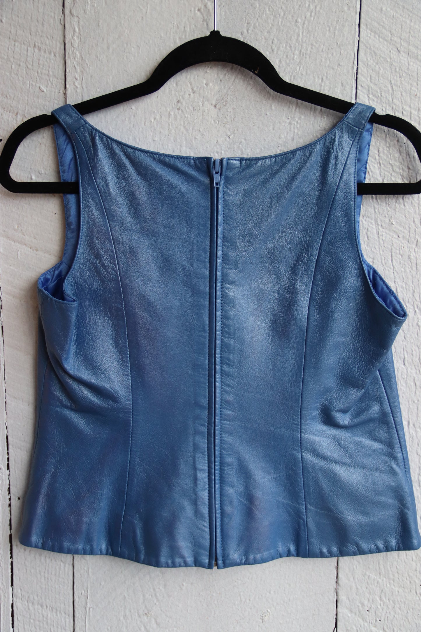 Margaret Godfrey Blue Leather Top