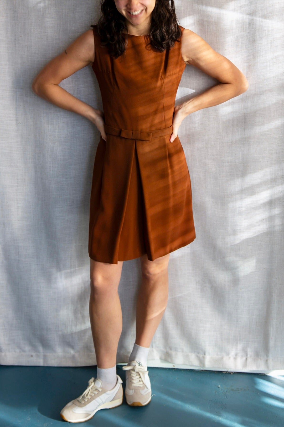 Saks Fifth Avenue Brown Bow Dress