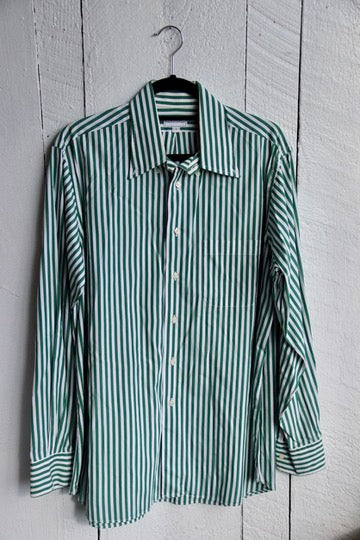 Mens Maus & Hoffman Green Striped Button Down Dress Shirt