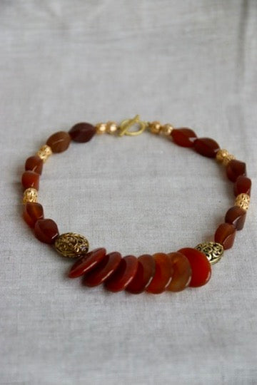 Vintage Hand Beaded Red Stone Necklace