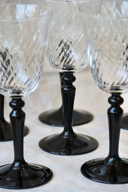 Set of 8 Black Stem Glasses