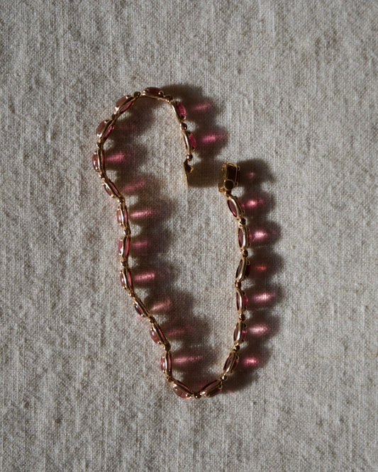 Rose Gold Pink Tourmaline Line Bracelet - 9K