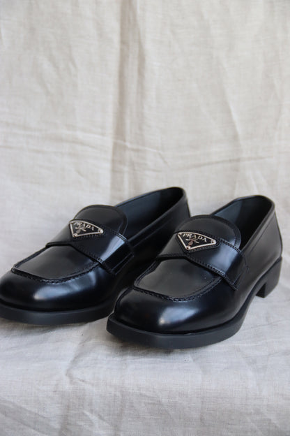 Prada Black Patent Leather Loafers - 7.5