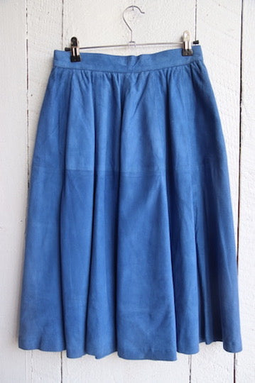 Blue Suede Leather Skirt