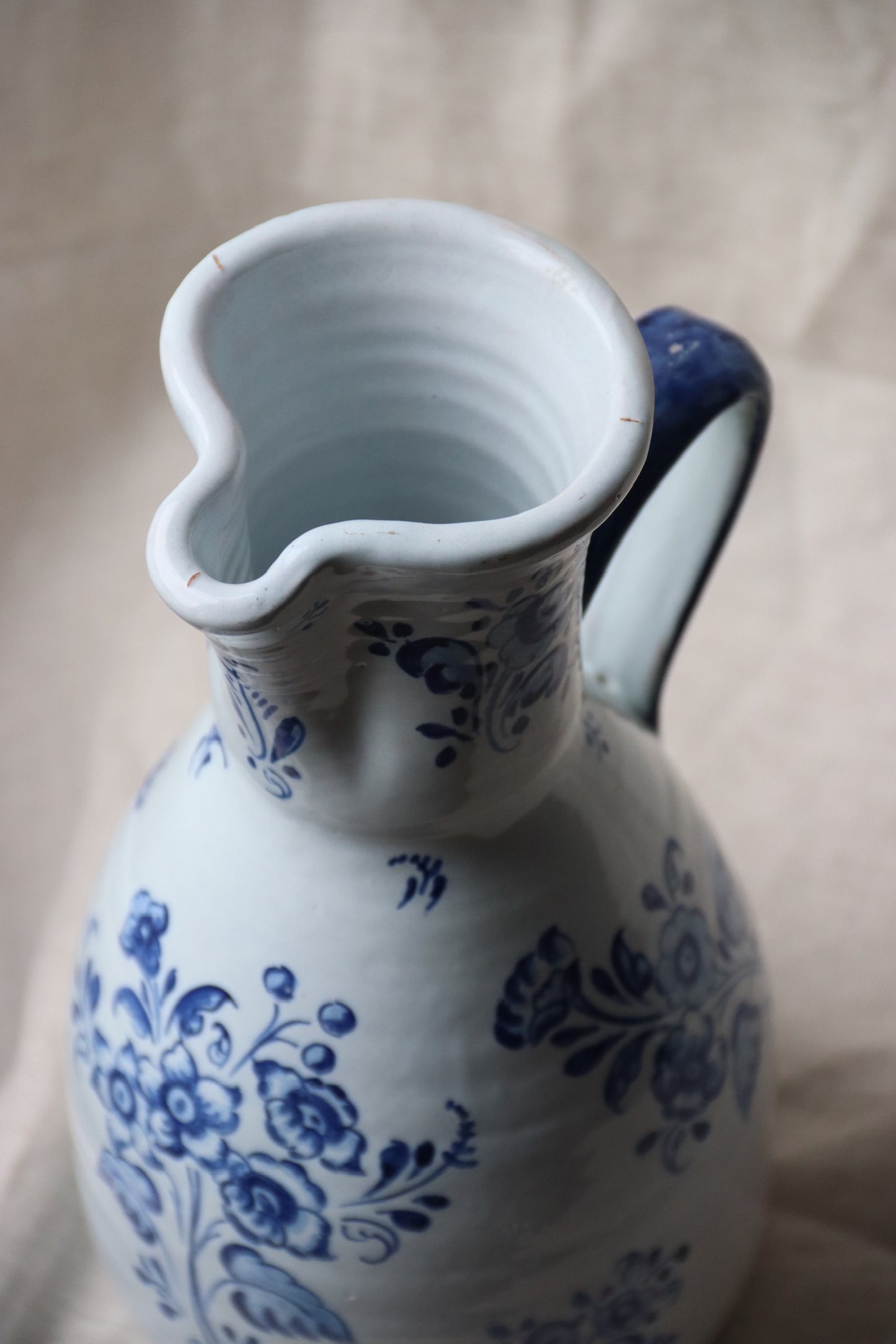 Vintage Blue and White Stoneware Pitcher