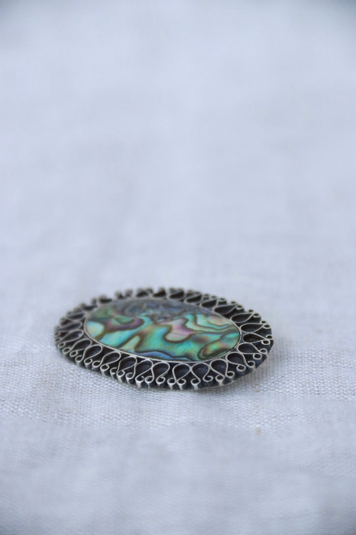 EMO mexico mother of pearl Sterling Silver pin