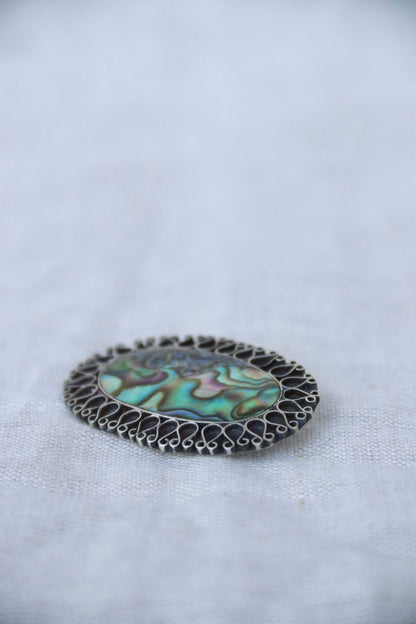 EMO mexico mother of pearl Sterling Silver pin