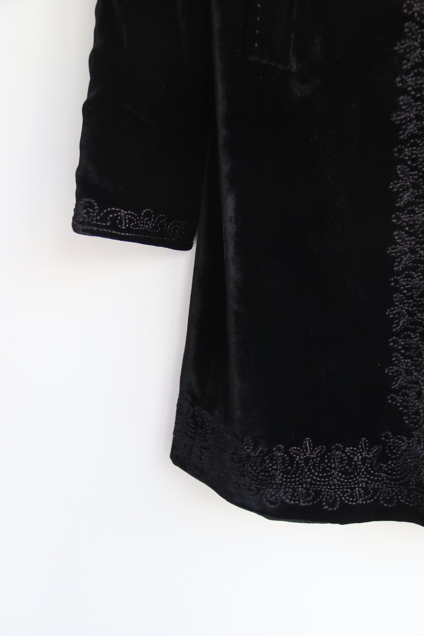 Tahari Embroidered black velvet coat