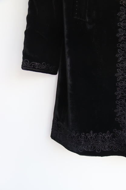 Tahari Embroidered black velvet coat