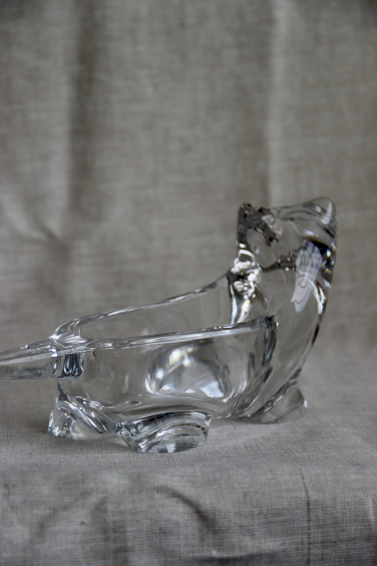 Clear Glass Cat Shaped Dish