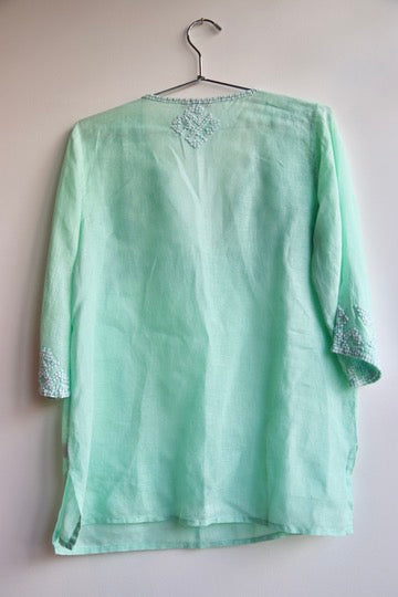 Calypso St. Barth Turquoise Beaded Top