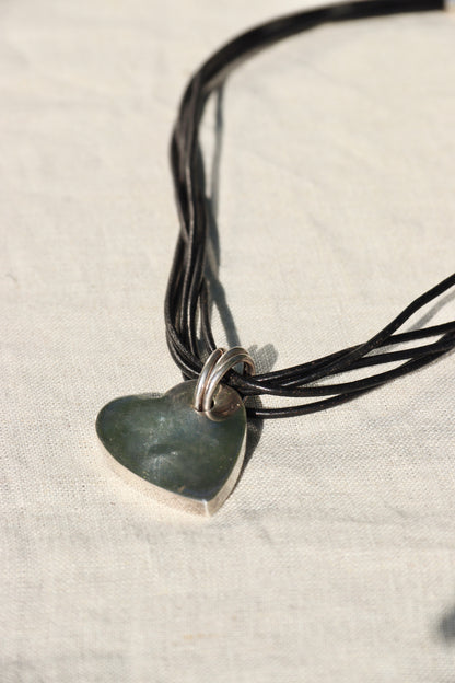 Leather Cord and Sterling Silver Heart Necklace