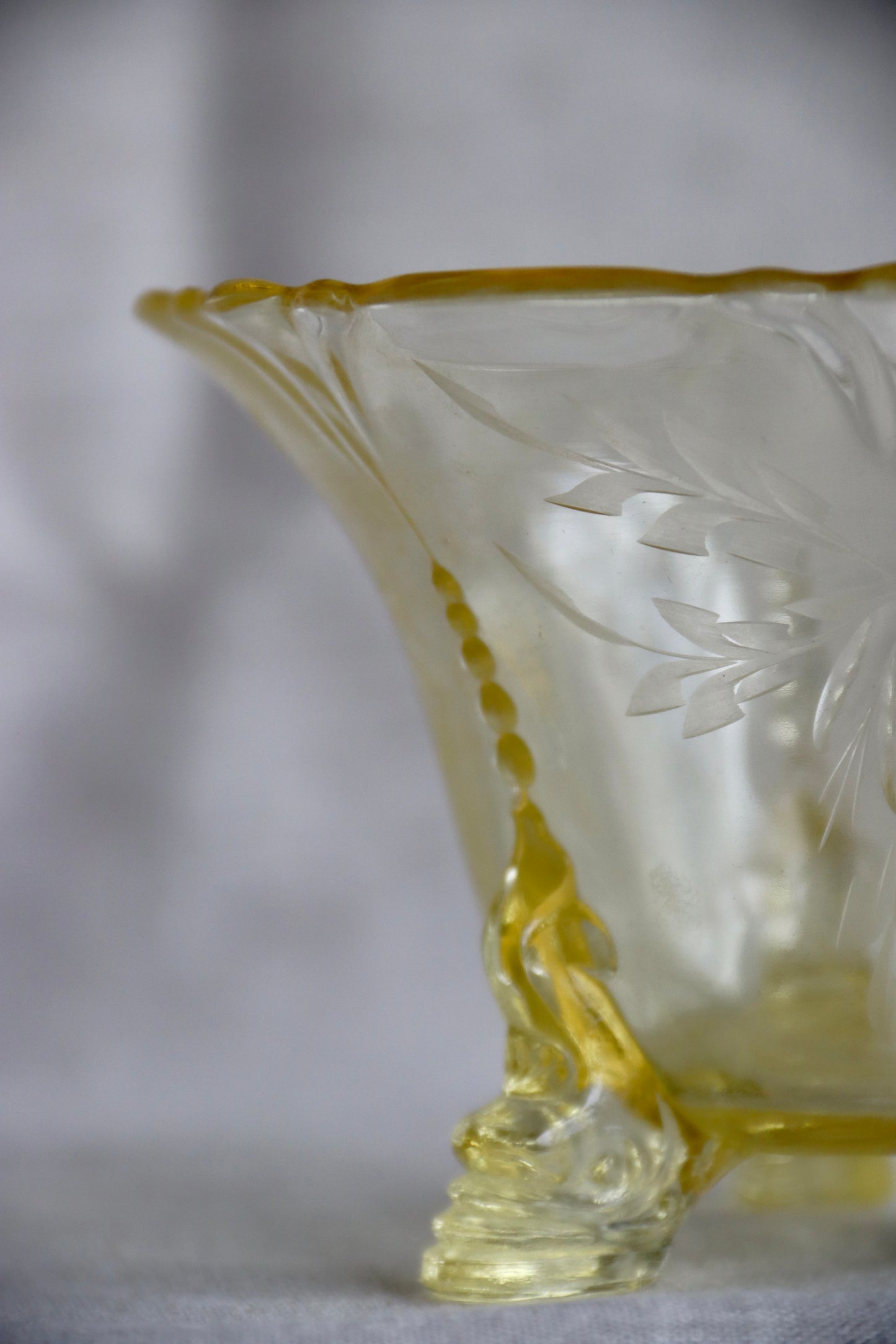 Yellow Glass Footed Dish