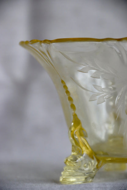 Yellow Glass Footed Dish