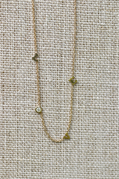 Zoe Chicco 14k Itty Bitty Scattered LOVE with Diamond Necklace
