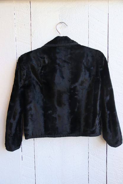 I. Magnin Black Fur Cropped Jacket