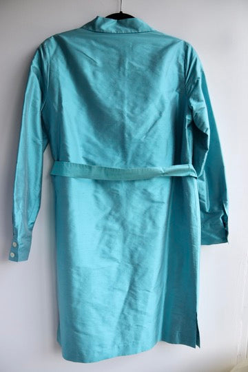 Vintage Alfani Turquoise Silk Shirt Dress