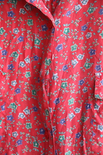 Annie Alexander Red Floral Silk Button Down Shirt