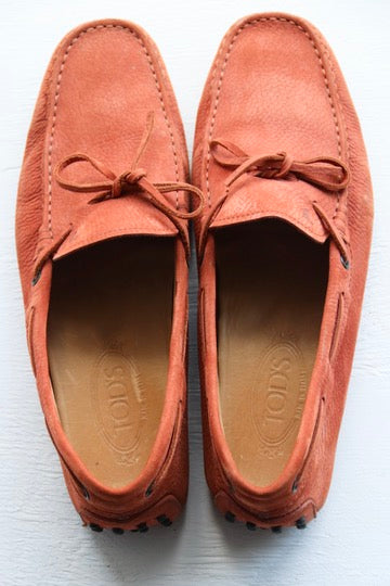 Tod's Gommino Orange Leather Loafers