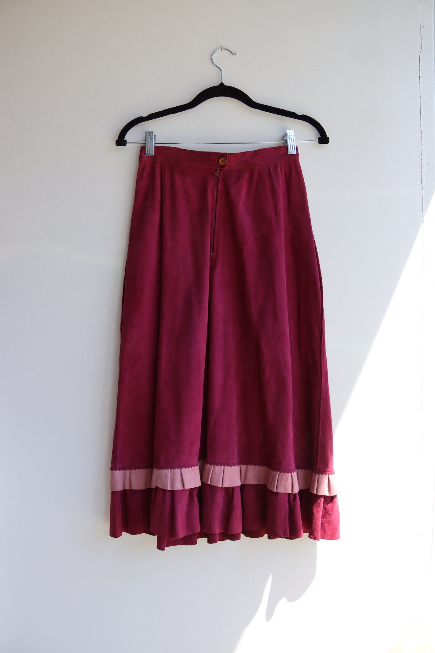 Lotus Maroon Leather Skirt - as is