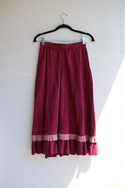 Lotus Maroon Leather Skirt - as is