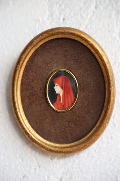 Woman in Scarlet Oval Framed Art