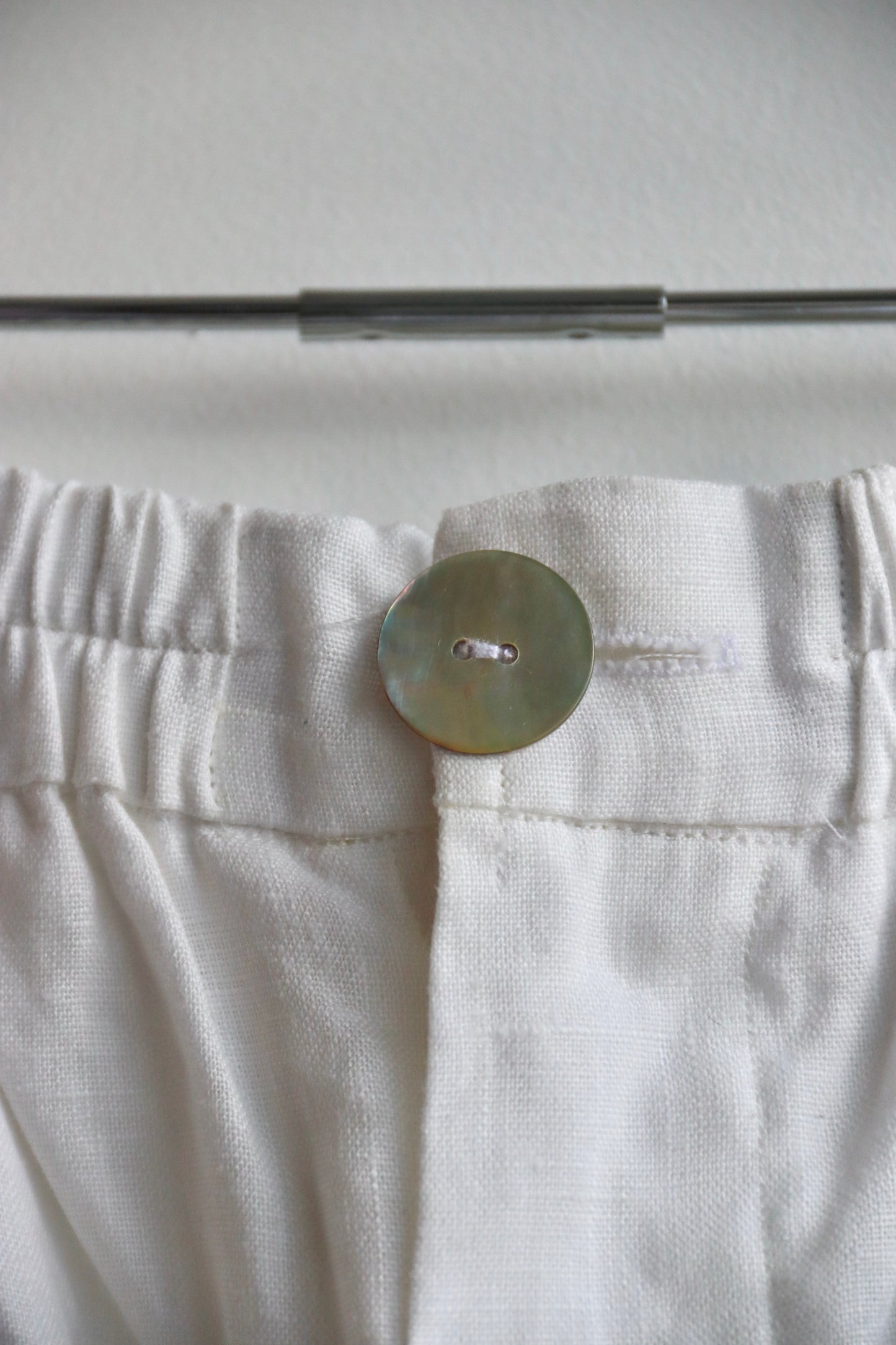 White Linen Pants with Alabaster Button