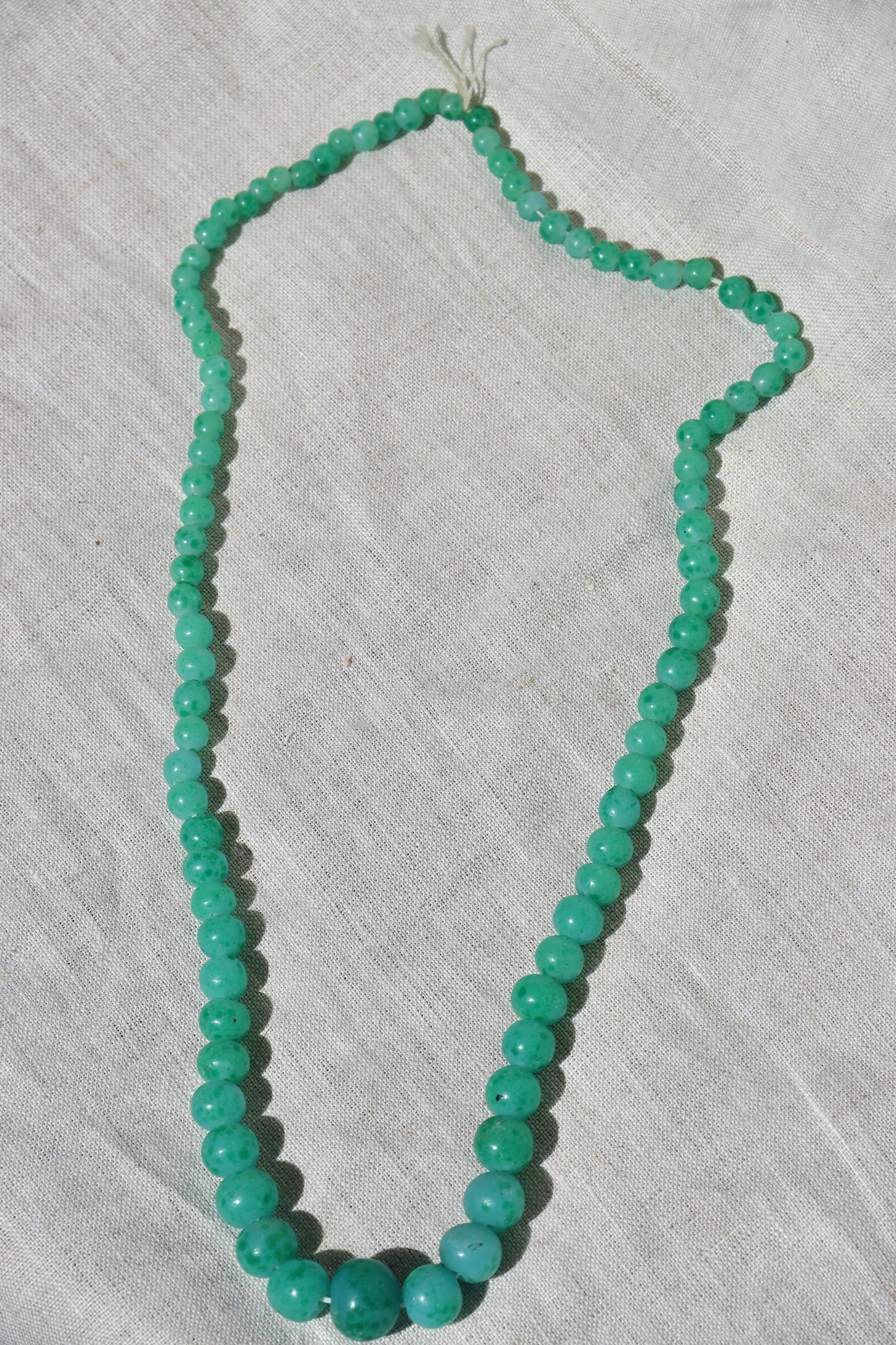 Antique Green Glass Beaded Necklace