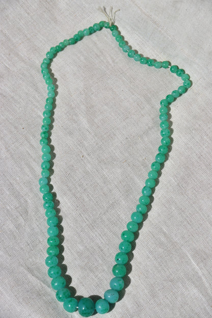 Antique Green Glass Beaded Necklace