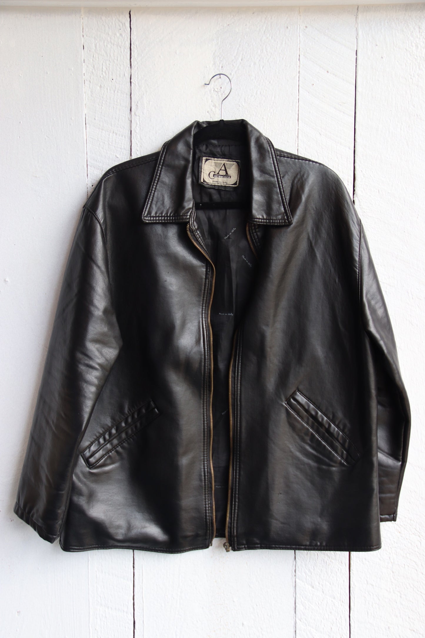 Armani Collezioni black leather coat - As Is