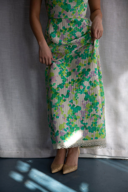 Harold Grant Green Quilt Maxi Dress - 1970s