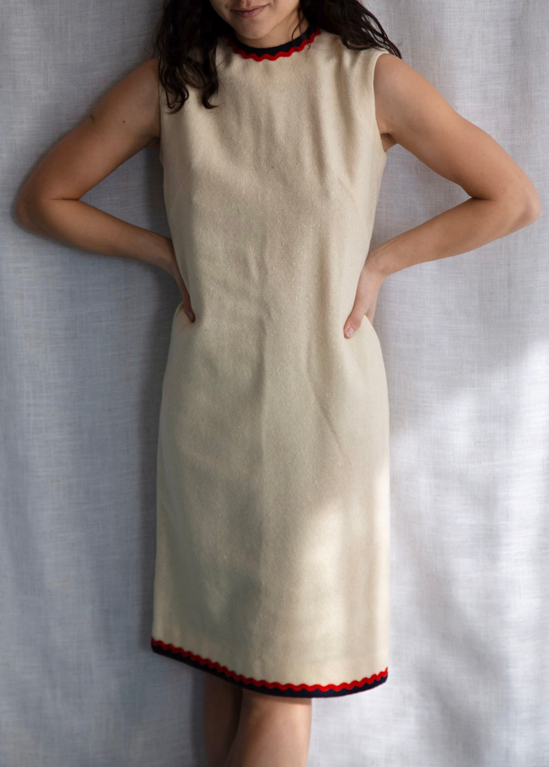 Vintage 70s Country Set Cream Wool Dress