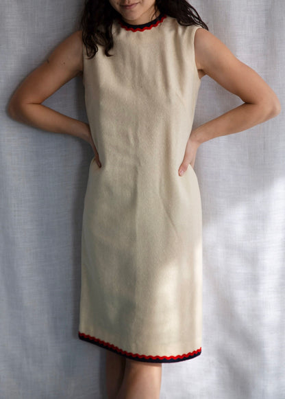 Vintage 70s Country Set Cream Wool Dress