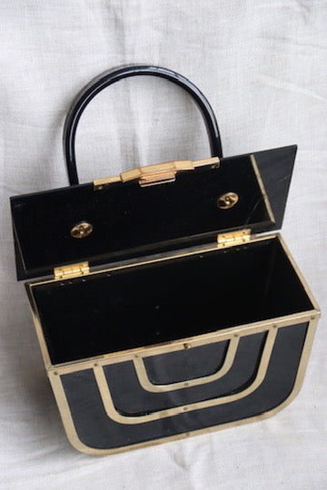 90s Black Purse with Gold Details