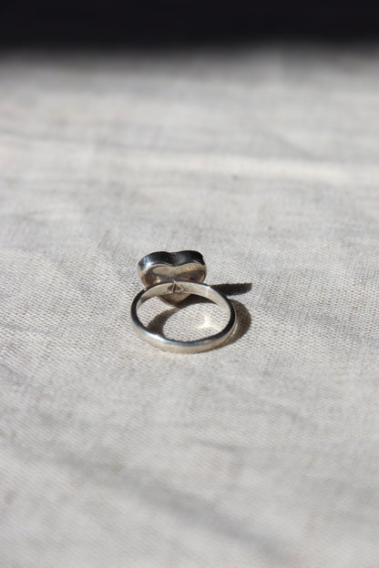 Heart Shaped Pressed Flower Sterling Silver Ring