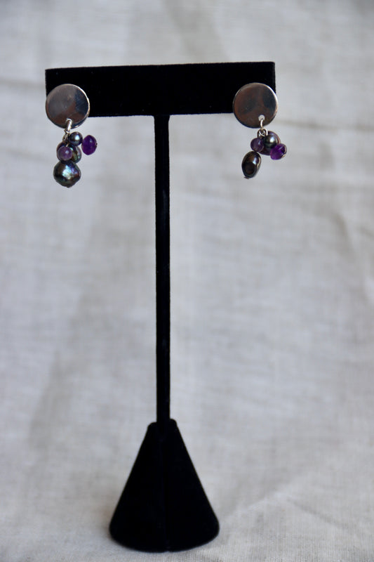 Sterling Silver Purple Bead Earrings
