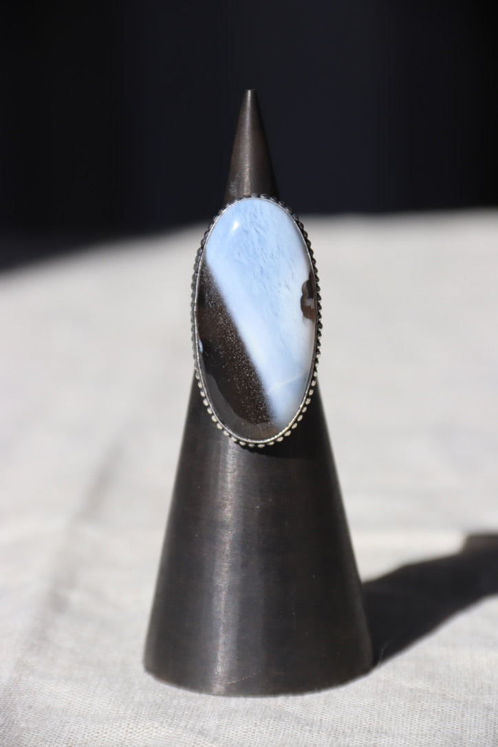 Blue Owyhee Opal and Sterling Silver Ring