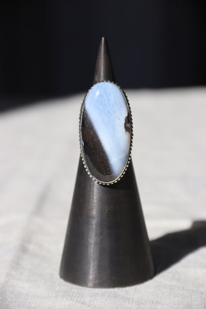 Blue Owyhee Opal and Sterling Silver Ring