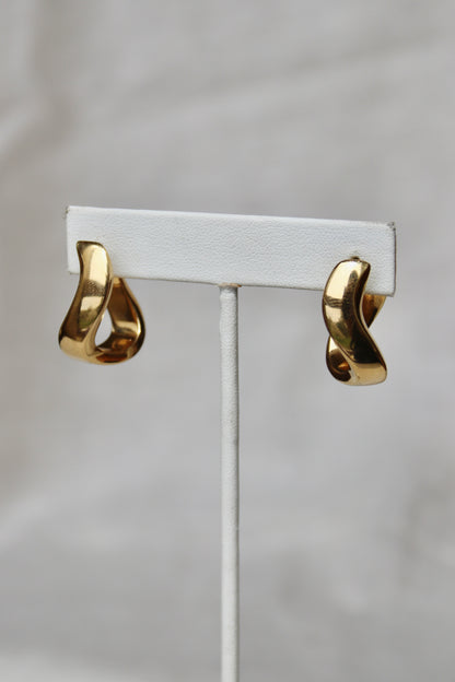 Contour Hoop Earrings - 14k Yellow Gold