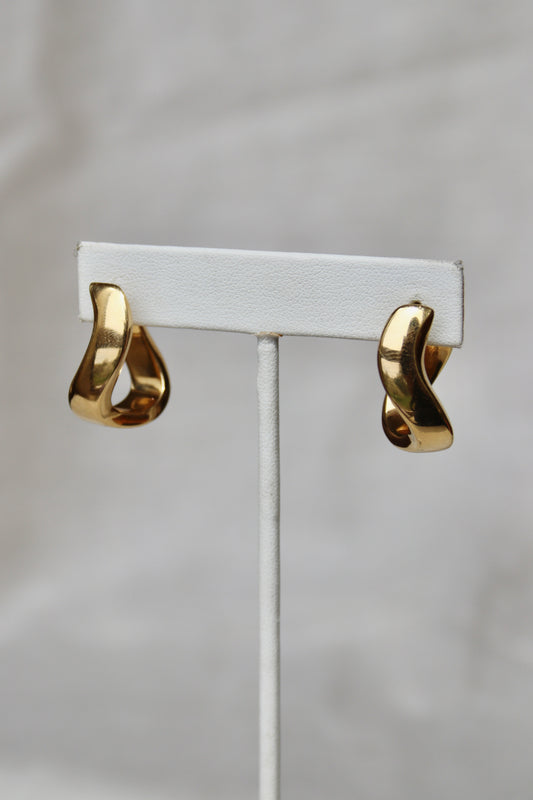 Contour Hoop Earrings - 14k Yellow Gold